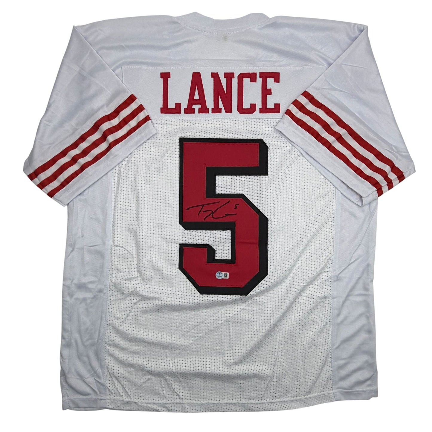 Autographed/Signed Trey Lance San Francisco White Alternate Football Jersey Beckett BAS COA