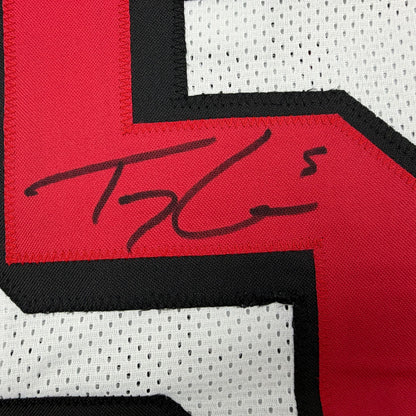 Autographed/Signed Trey Lance San Francisco White Alternate Football Jersey Beckett BAS COA