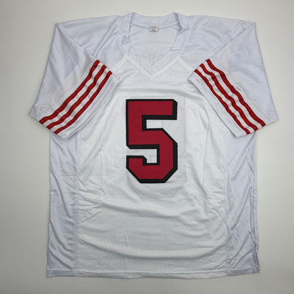 Autographed/Signed Trey Lance San Francisco White Alternate Football Jersey Beckett BAS COA