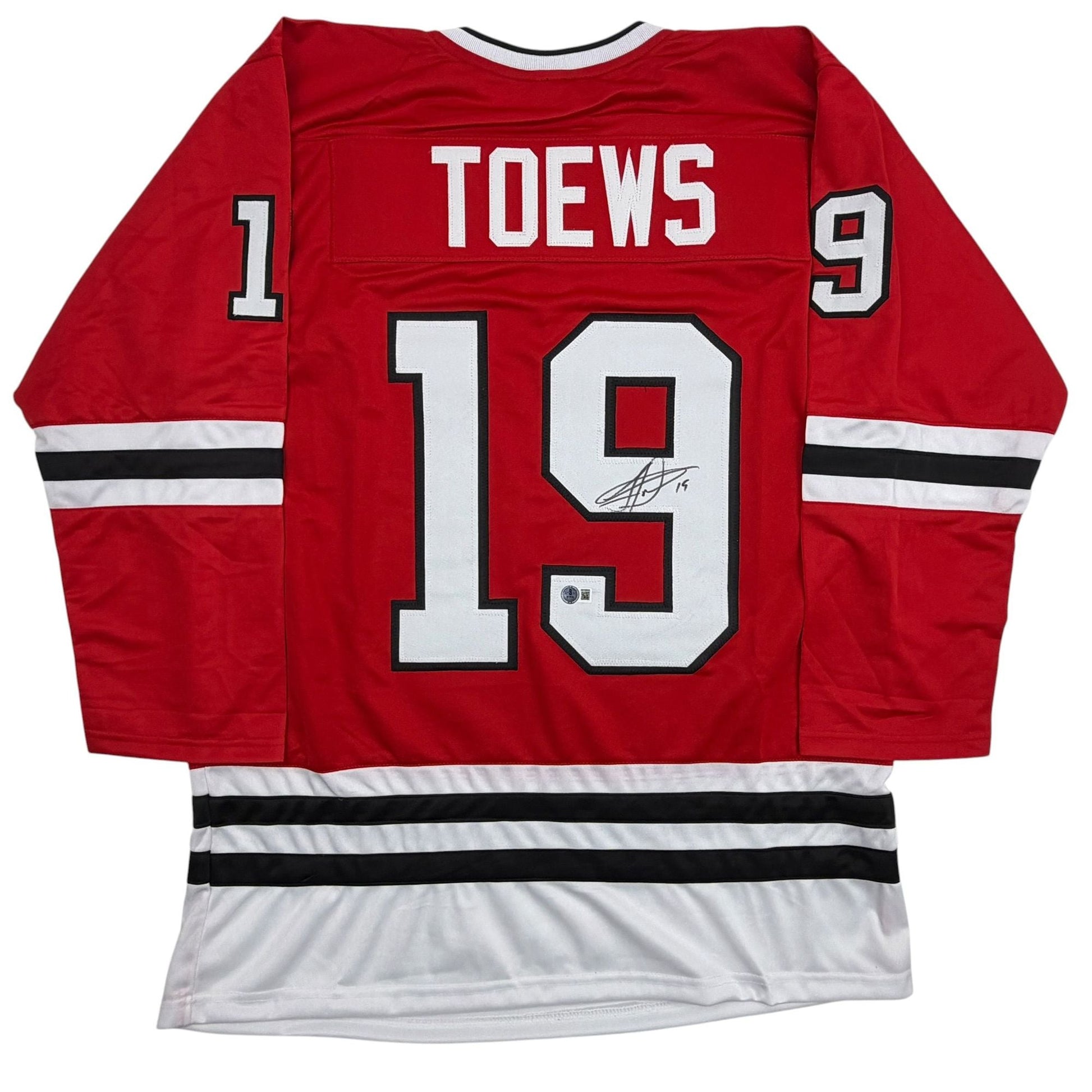 Autographed/Signed Jonathan Toews Chicago Red Hockey Jersey Beckett BAS COA