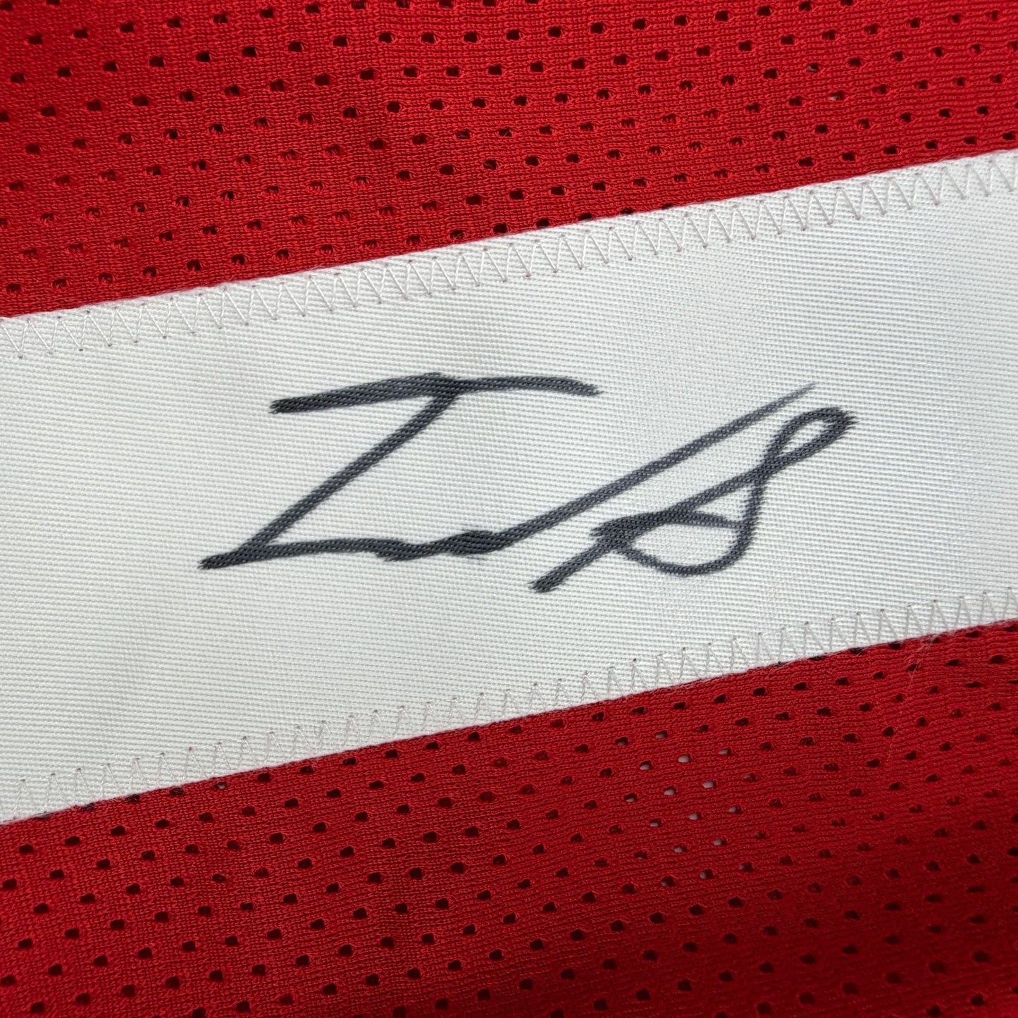 Autographed/Signed Isaac Guerendo San Francisco Red Football Jersey Beckett BAS COA