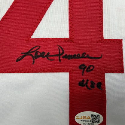 Autographed/Signed Lou Piniella 90 WSC Cincinnati White Baseball Jersey JSA COA