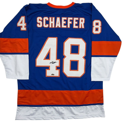 Facsimile Autographed Matthew Schaeffer New York Blue Reprint Laser Auto Hockey Jersey Size Men's XL