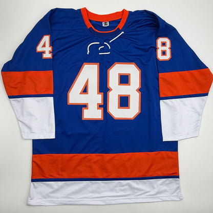 Facsimile Autographed Matthew Schaeffer New York Blue Reprint Laser Auto Hockey Jersey Size Men's XL