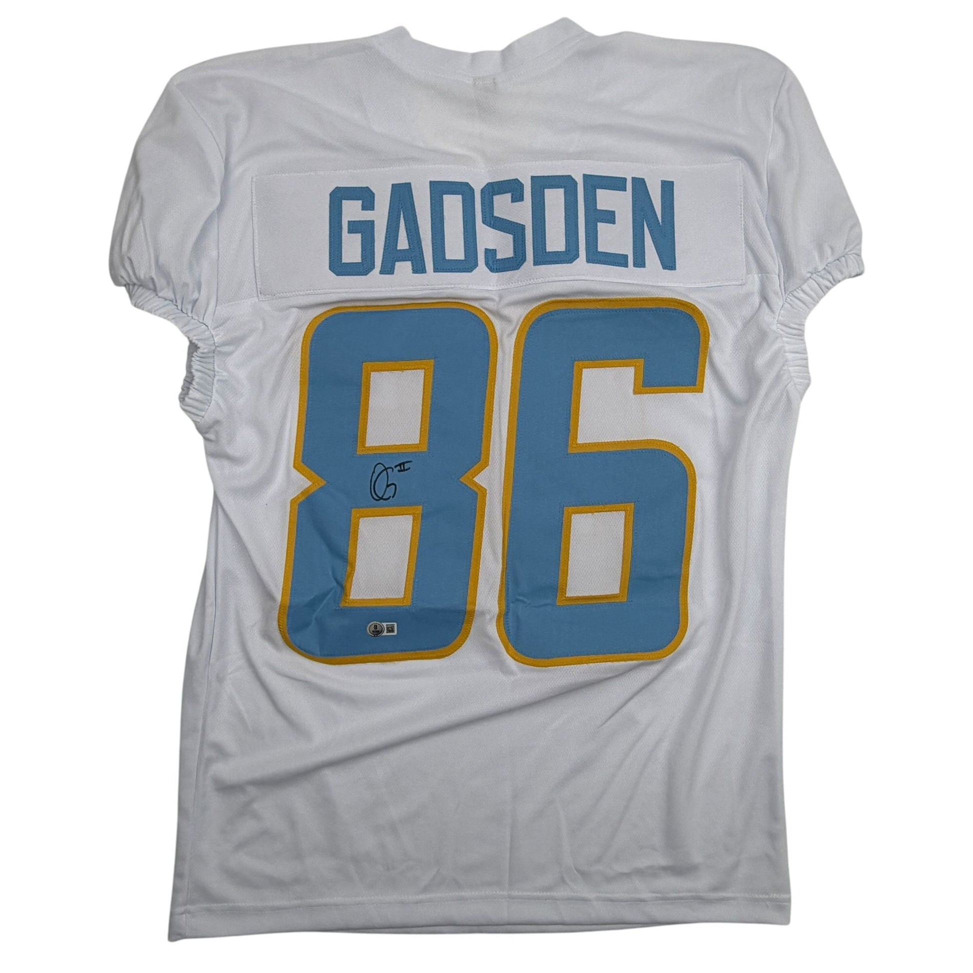 Autographed/Signed Oronde Gadsden Los Angeles San Diego White Pro Cut Football Jersey Beckett BAS COA