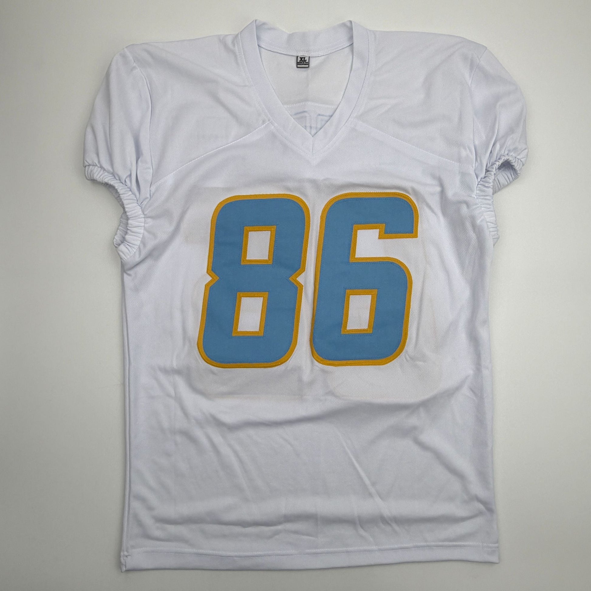 Autographed/Signed Oronde Gadsden Los Angeles San Diego White Pro Cut Football Jersey Beckett BAS COA