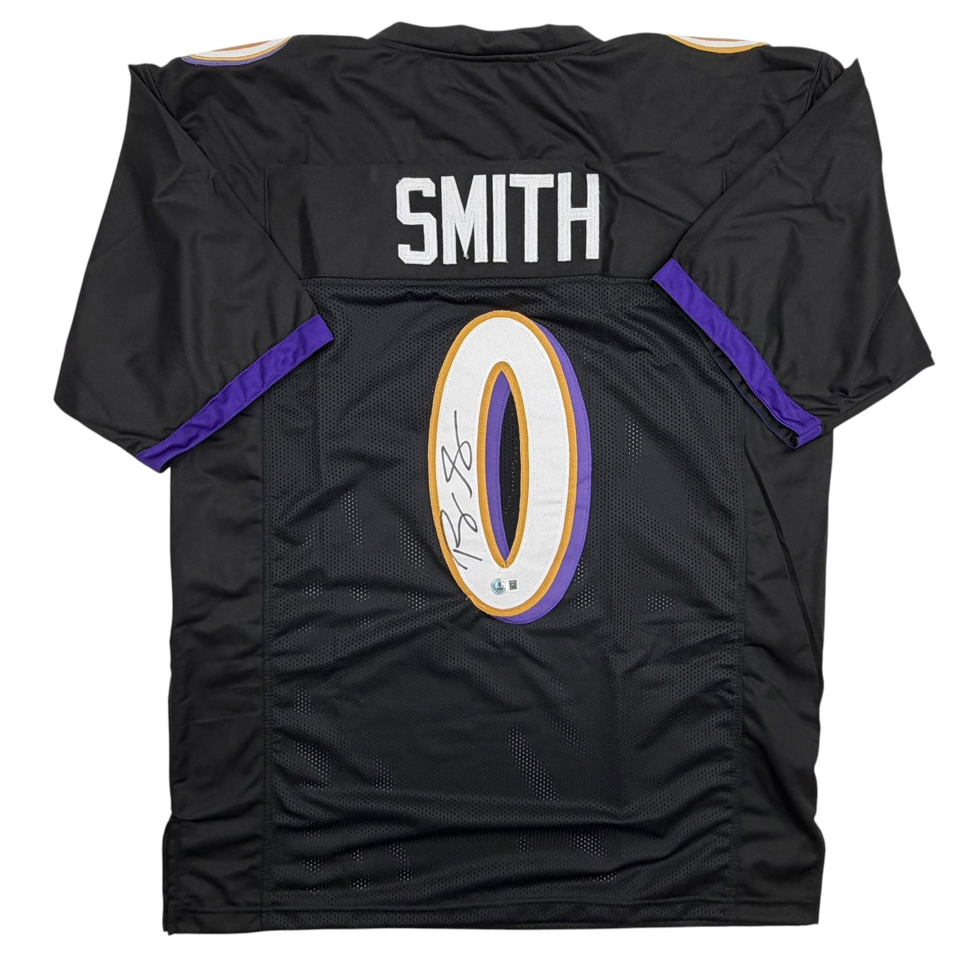 Autographed/Signed Roquan Smith Baltimore Black Football Jersey Beckett BAS COA