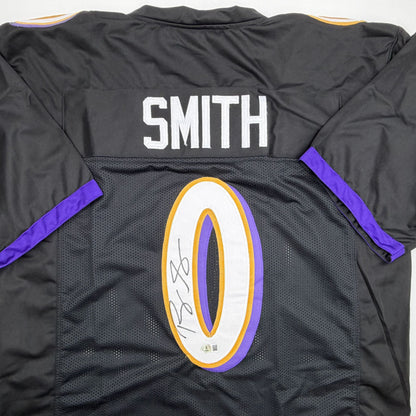 Autographed/Signed Roquan Smith Baltimore Black Football Jersey Beckett BAS COA