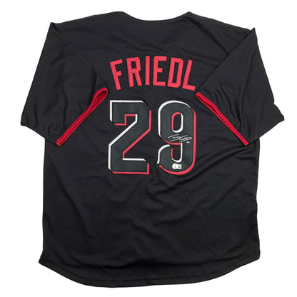 Autographed/Signed TJ Friedl Cincinnati Black City Connect Baseball Jersey Beckett BAS COA