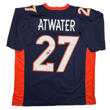 Autographed/Signed Steve Atwater Denver Blue Football Jersey JSA COA