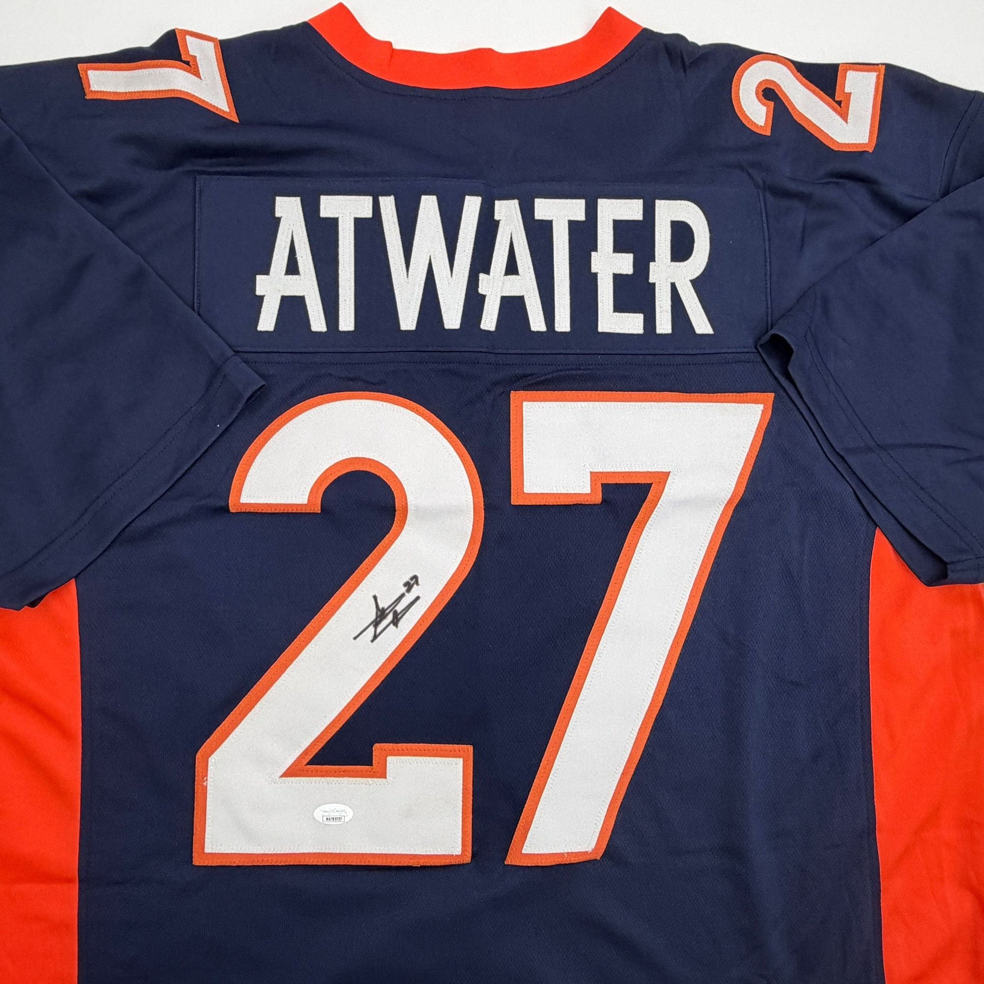 Autographed/Signed Steve Atwater Denver Blue Football Jersey JSA COA