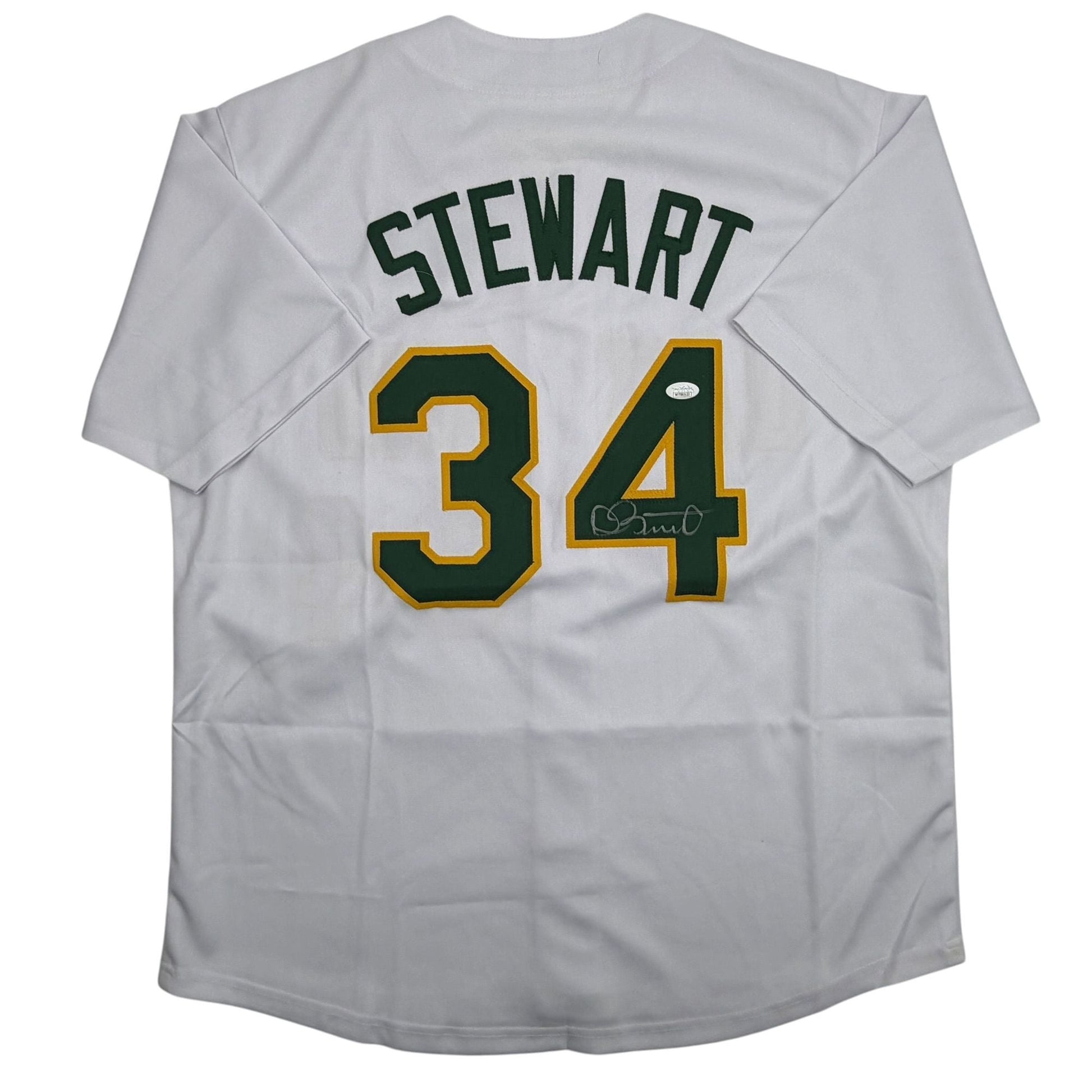Autographed/Signed Dave Stewart Oakland White Baseball Jersey JSA COA