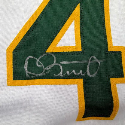 Autographed/Signed Dave Stewart Oakland White Baseball Jersey JSA COA
