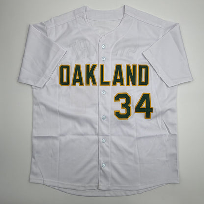 Autographed/Signed Dave Stewart Oakland White Baseball Jersey JSA COA