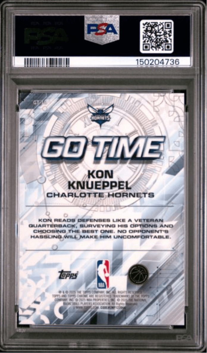 Graded 2025 Topps Chrome Kon Knueppel #GT19 Go Time Magenta Refractor /399 Rookie RC Basketball Card PSA 10 Gem Mint