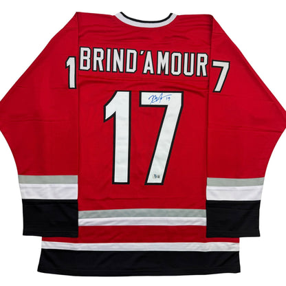 Autographed/Signed Rod Brind'Amour Carolina Red Hockey Jersey Beckett BAS COA