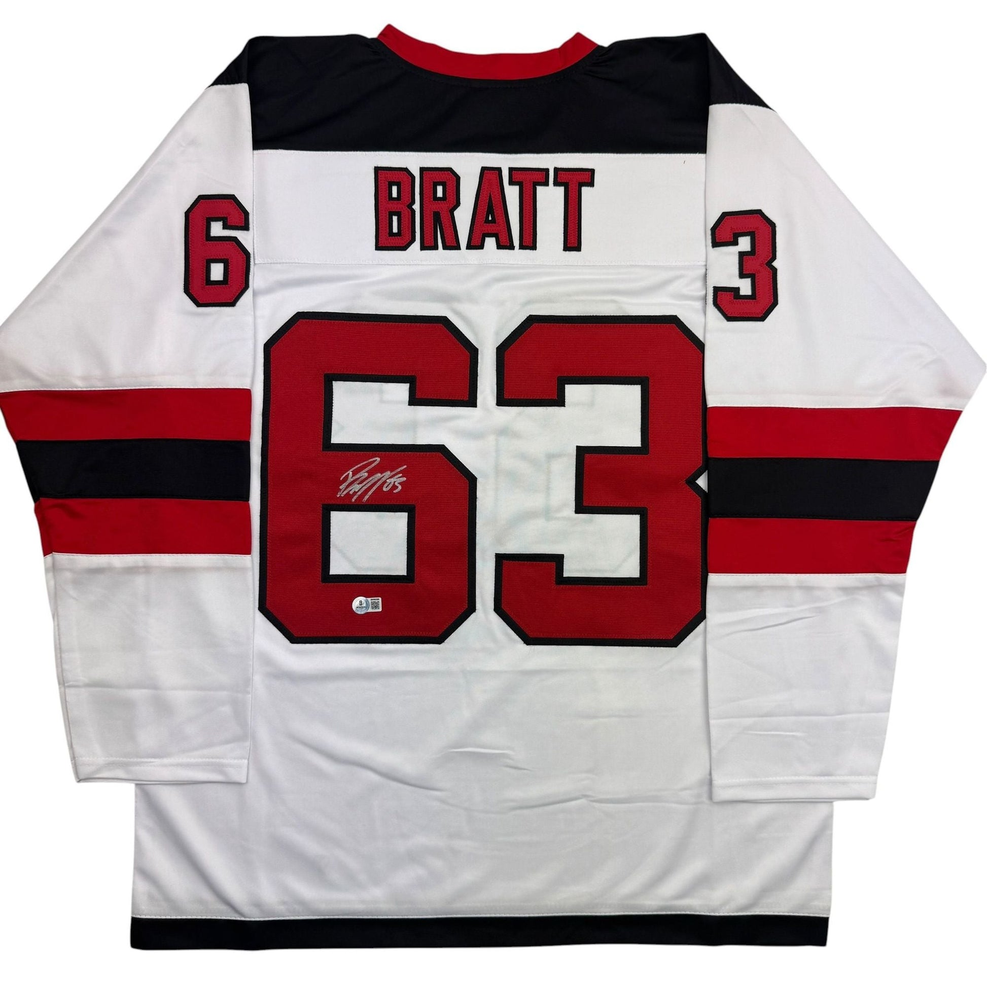 Autographed/Signed Jesper Bratt New Jersey NJ White Hockey Jersey Beckett BAS COA