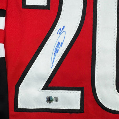 Autographed/Signed Sebastian Aho Carolina Red Hockey Jersey Beckett BAS COA