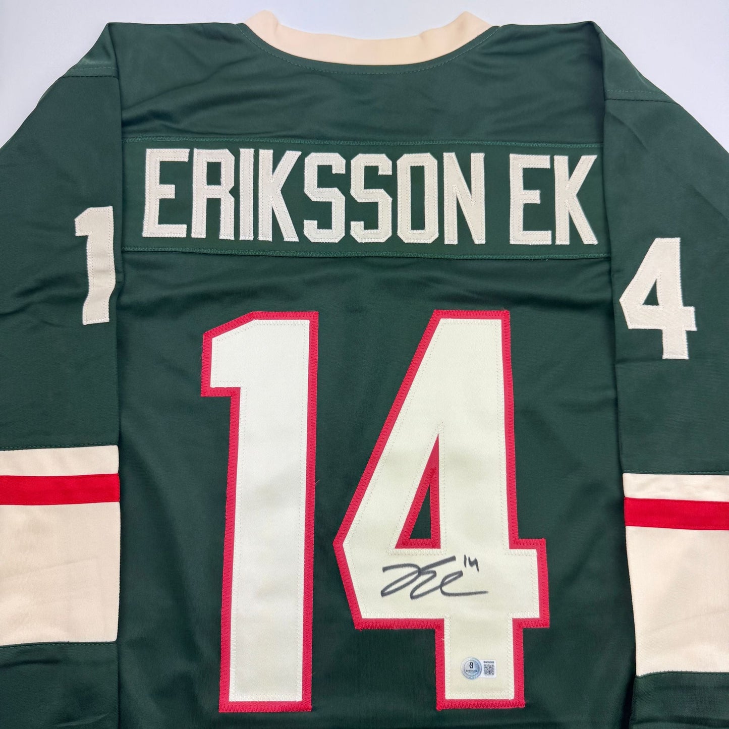 Autographed/Signed Joel Eriksson Ek Minnesota Green Hockey Jersey Beckett BAS COA