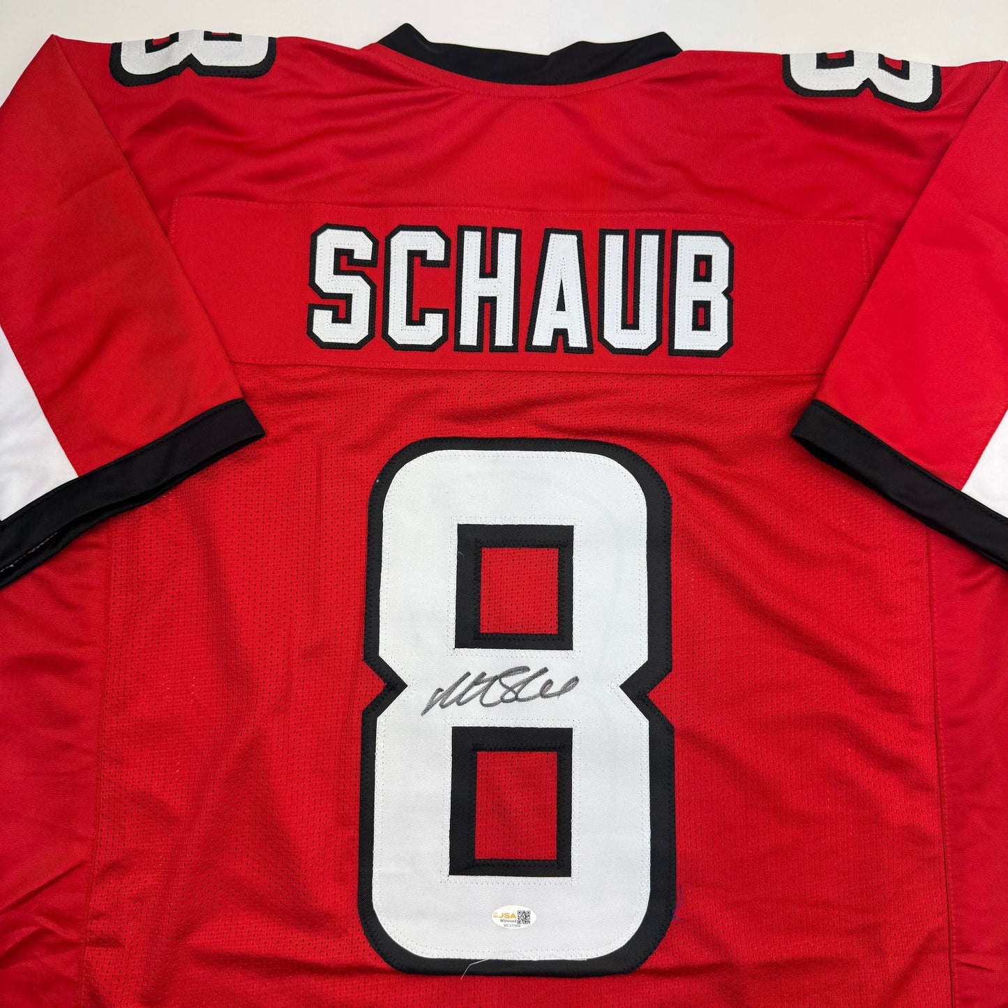 Autographed/Signed Matt Schaub Atlanta Red Football Jersey JSA COA