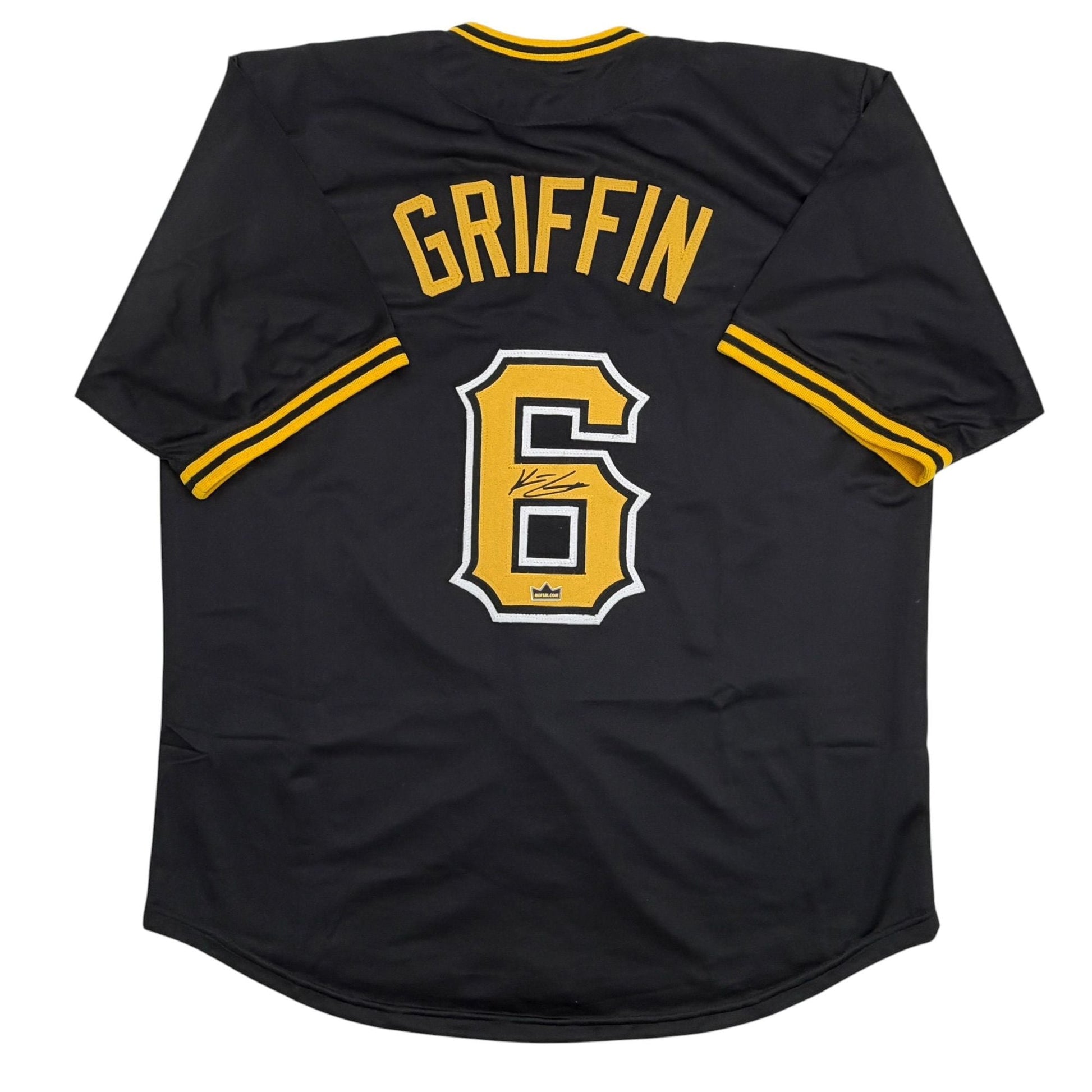 Facsimile Autographed Konnor Griffin Pittsburgh Black Reprint Laser Auto Baseball Jersey Size Men's XL
