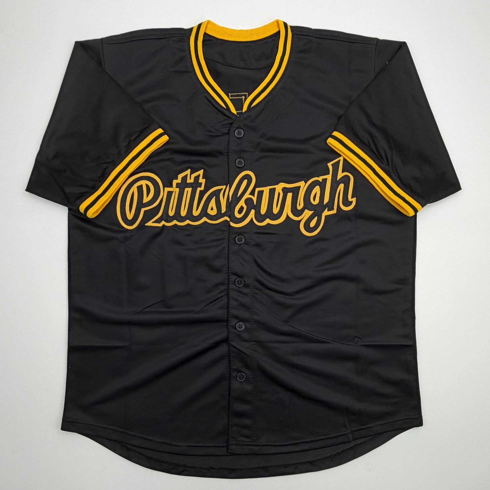 Facsimile Autographed Konnor Griffin Pittsburgh Black Reprint Laser Auto Baseball Jersey Size Men's XL