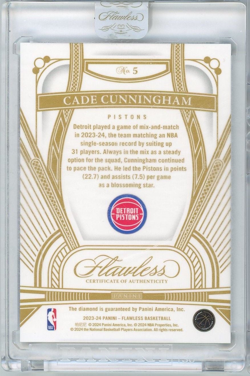 2023 Panini Flawless Cade Cunningham #5 /20 Diamond Basketball Card