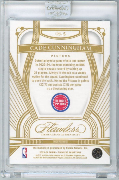 2023 Panini Flawless Cade Cunningham #5 /20 Diamond Basketball Card