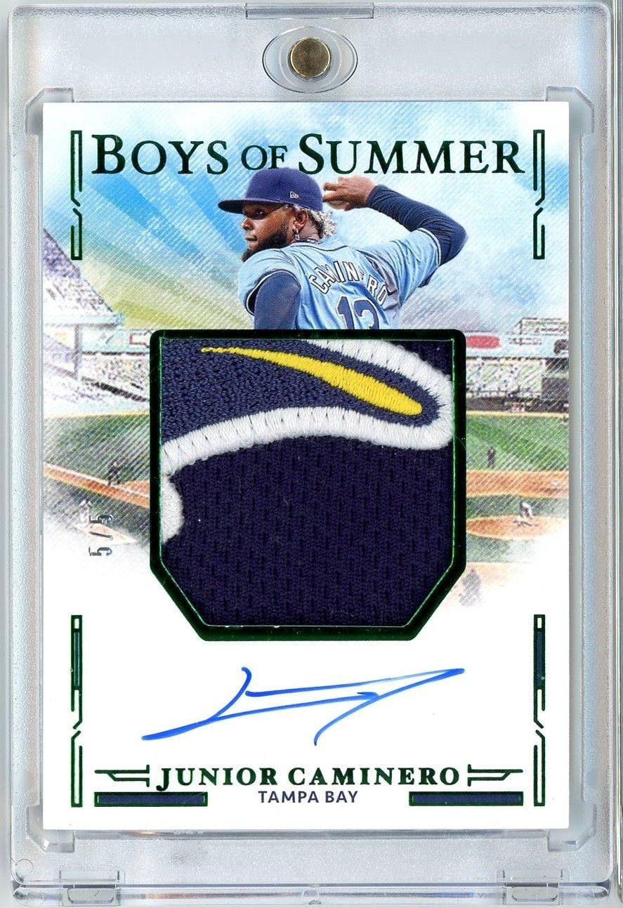 2025 Panini Boys of Summer Junior Caminero #JMSJC 5/5 Relic Patch Auto Baseball Card