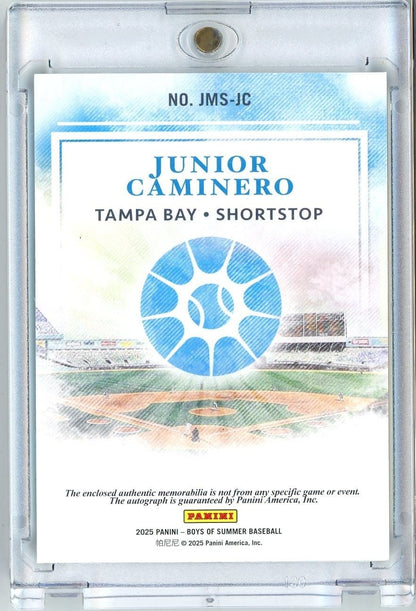 2025 Panini Boys of Summer Junior Caminero #JMSJC 5/5 Relic Patch Auto Baseball Card