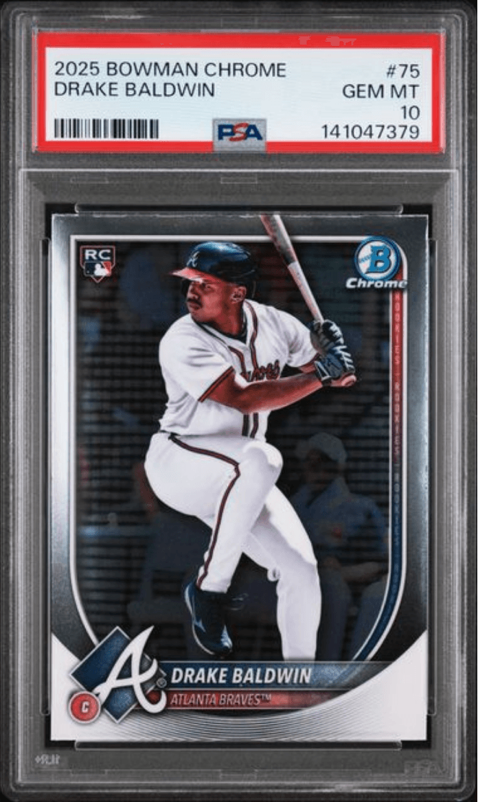 Graded 2025 Topps Bowman Chrome Drake Baldwin #75 Rookie RC Baseball Card PSA 10 Gem Mint