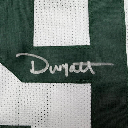 Framed Autographed/Signed Devonte Wyatt 35x39 Green Bay White Football Jersey Beckett BAS COA