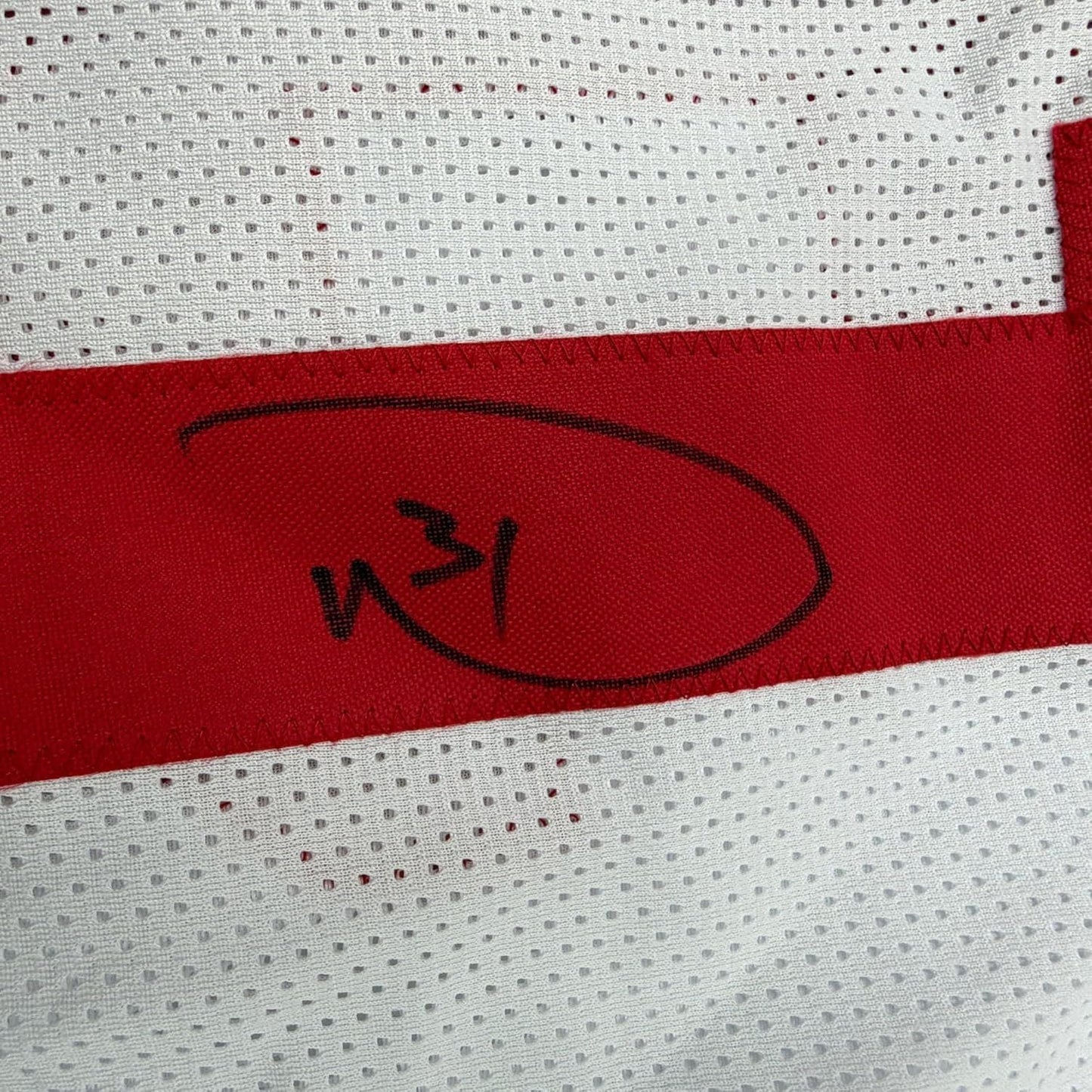 Framed Autographed/Signed Donte Whitner 35x39 San Francisco White Football Jersey Beckett BAS COA