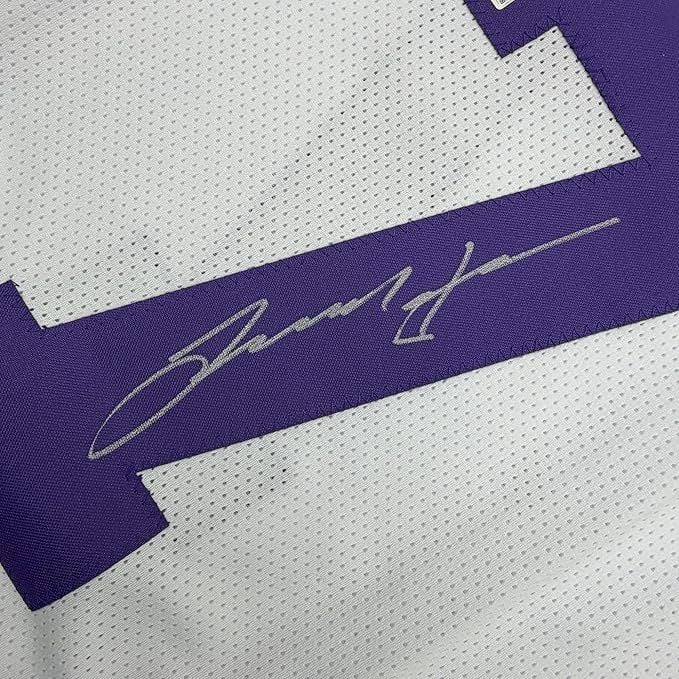 Framed Autographed/Signed Leonard Fournette 35x39 LSU White College Football Jersey Beckett BAS COA