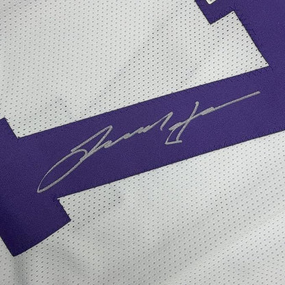 Framed Autographed/Signed Leonard Fournette 35x39 LSU White College Football Jersey Beckett BAS COA