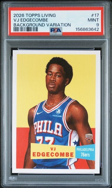 Graded 2026 Topps Living VJ Edgecombe #17 Background Variation Rookie RC Basketball Card PSA 9 Mint