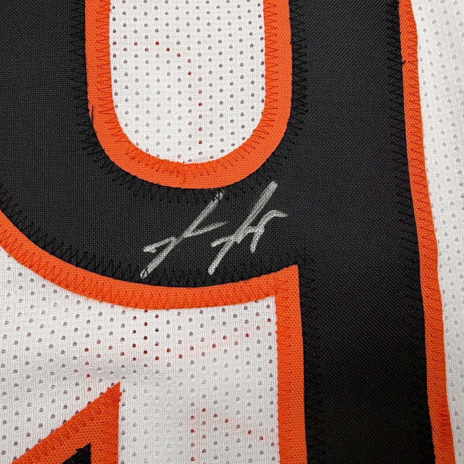 Framed Autographed/Signed Myles Murphy 35x39 Cincinnati White Football Jersey JSA COA