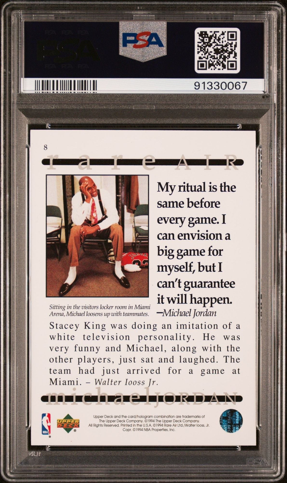 Graded 1994 UD Upper Deck Michael Jordan #8 Rare Air Basketball Card PSA 10 Gem Mint