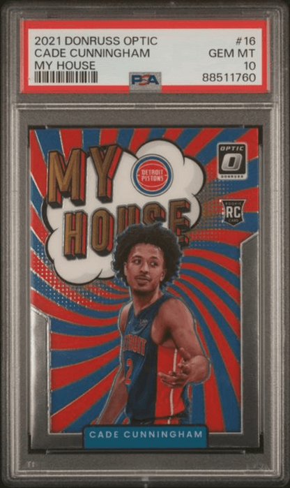 Graded 2021 Panini Donruss Optic Cade Cunningham #16 My House Rookie RC Basketball Card PSA 10 Gem Mint