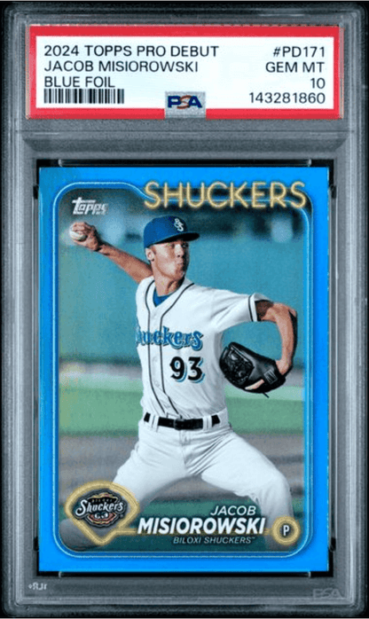 Graded 2024 Topps Pro Debut Jacob Misiorowski #PD171 Blue Foil /150 Rookie RC Baseball Card PSA 10 Gem Mint