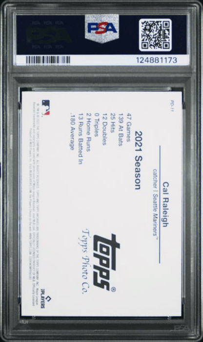 Graded 2022 Topps Archives Snapshots Cal Raleigh #PD11 Picture Day Rookie RC Baseball Card PSA 10 Gem Mint