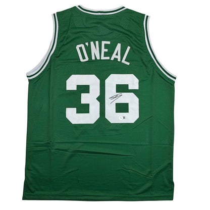 Autographed/Signed Shaquille Shaq O'Neal Boston Green Basketball Jersey Beckett BAS COA