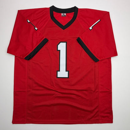Autographed/Signed George Pickens Georgia Red College Football Jersey JSA COA