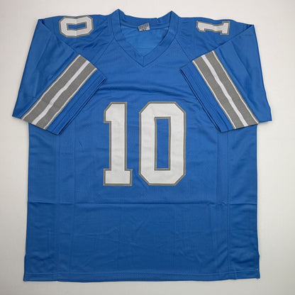 Autographed/Signed Isiah Pacheco Detroit Blue Football Jersey JSA COA