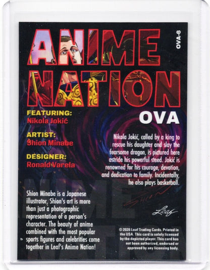 2026 Leaf Nikola Jokic #OVA6 Anime Nation Denver Nuggets Basketball Card