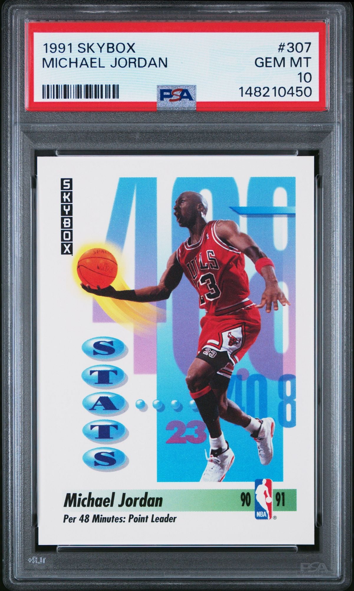 Graded 1991 Skybox Michael Jordan #307 Point Leader Basketball Card PSA 10 Gem Mint