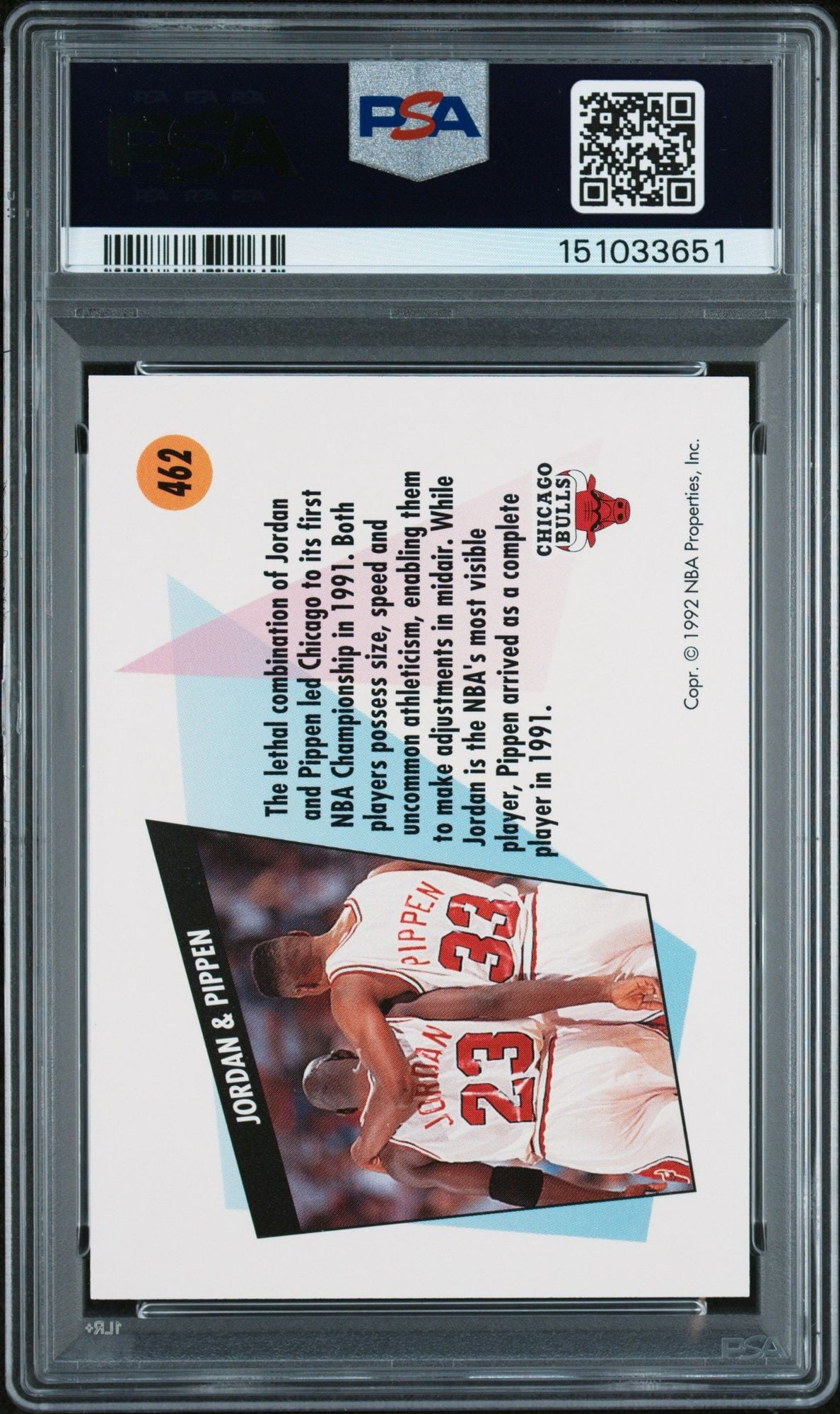 Graded 1991 Skybox Michael Jordan #462 Scottie Pippen Teamwork Basketball Card PSA 10 Gem Mint