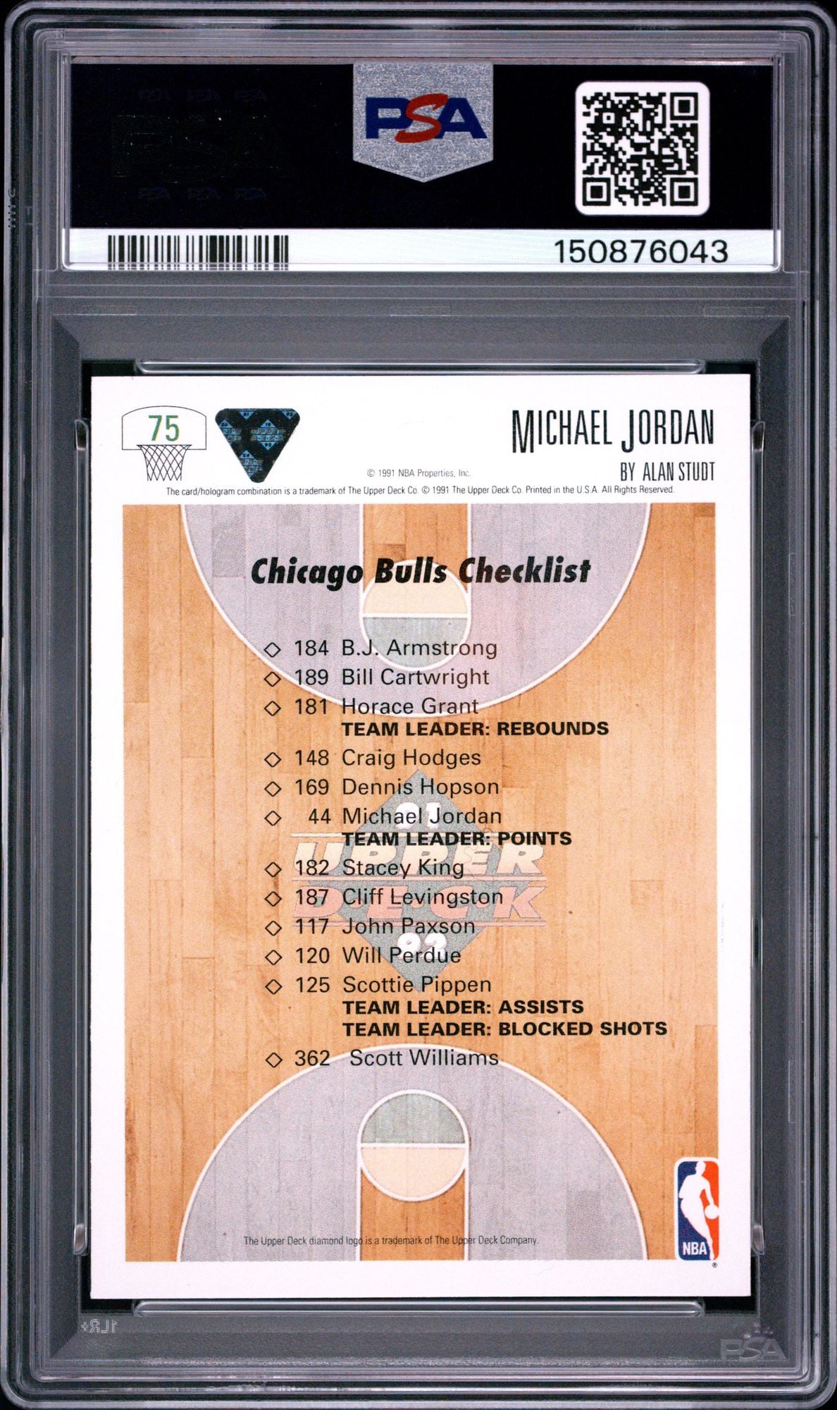 Graded 1991 UD Upper Deck Michael Jordan #75 Bulls Checklist Basketball Card PSA 10 Gem Mint