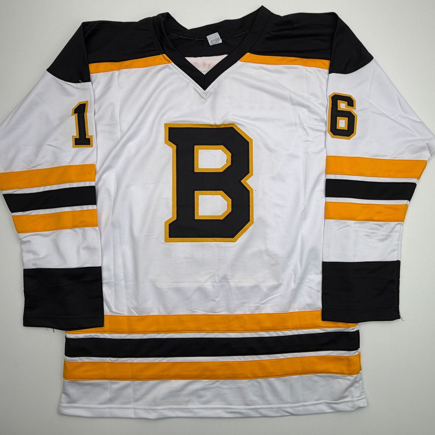 Autographed/Signed Derek Sanderson Boston White Hockey Jersey JSA COA