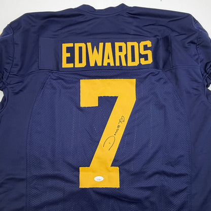 Autographed/Signed Donovan Edwards Michigan Blue College Football Jersey JSA COA